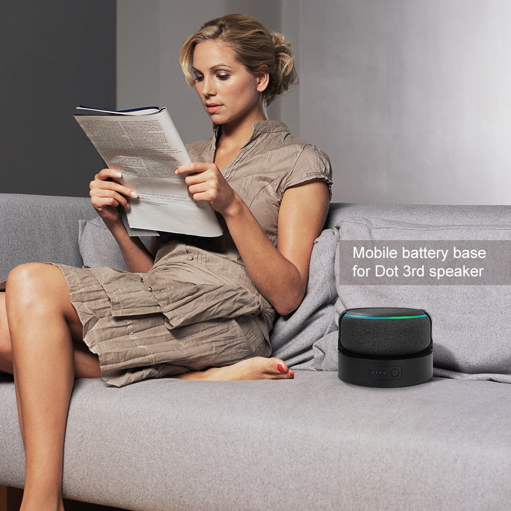 Battery base for Echo Dot 3rd Gen Battery Base portable charger power bank For echo dot 3 Alexa Speaker 8 Hours play time.