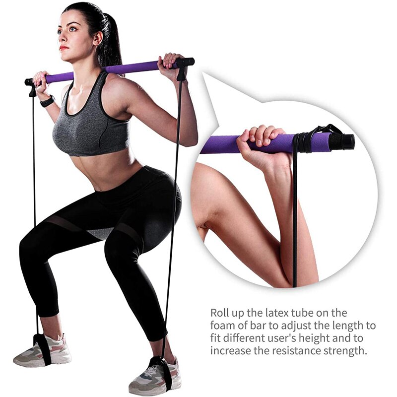 Pilates Bar Stick Yoga Pull Rods Pull Rope Yoga Resistance Band Sport Training Elastic Bands Crossfit Home Gym Fitness Equipment