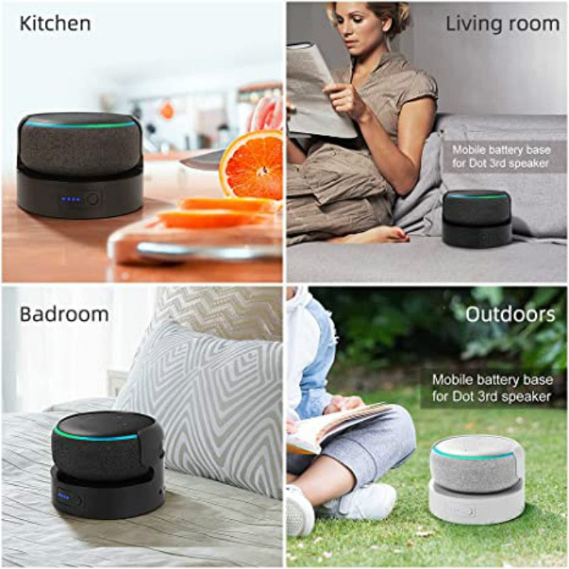 Battery base for Echo Dot 3rd Gen Battery Base portable charger power bank For echo dot 3 Alexa Speaker 8 Hours play time.