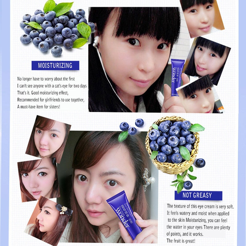 Bioaqua Blueberry Hyaluronic Acid Liquid & Eye Cream Anti-Puffiness Dark Circle Anti-Wrinkles Collagen Essence Whitening Skin