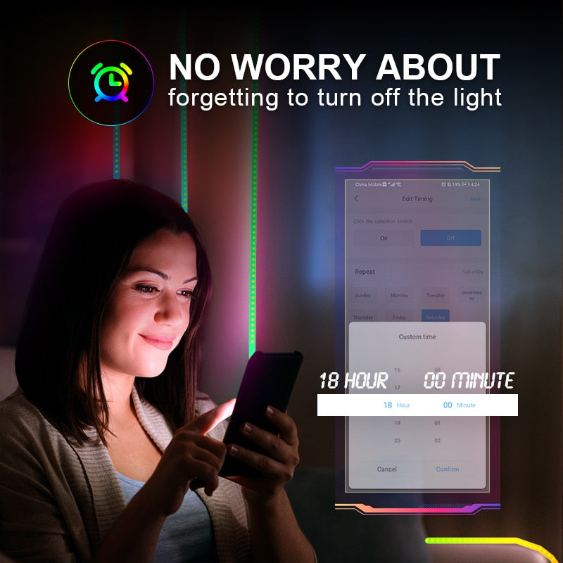 LED Light Strips,Works with Alexa Google Home,Wifi Controller 5050 RGB LED Light ,App and Remote Control, for Home Decoration.