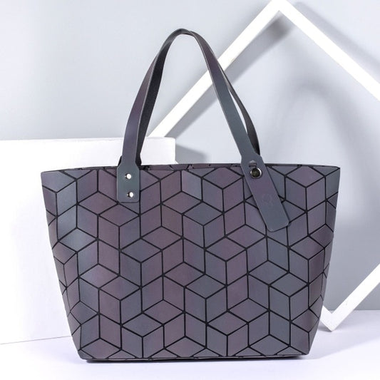 Women's large-capacity holographic laser handbag irregular geometric luminous girl shoulder bag laptop office big bag