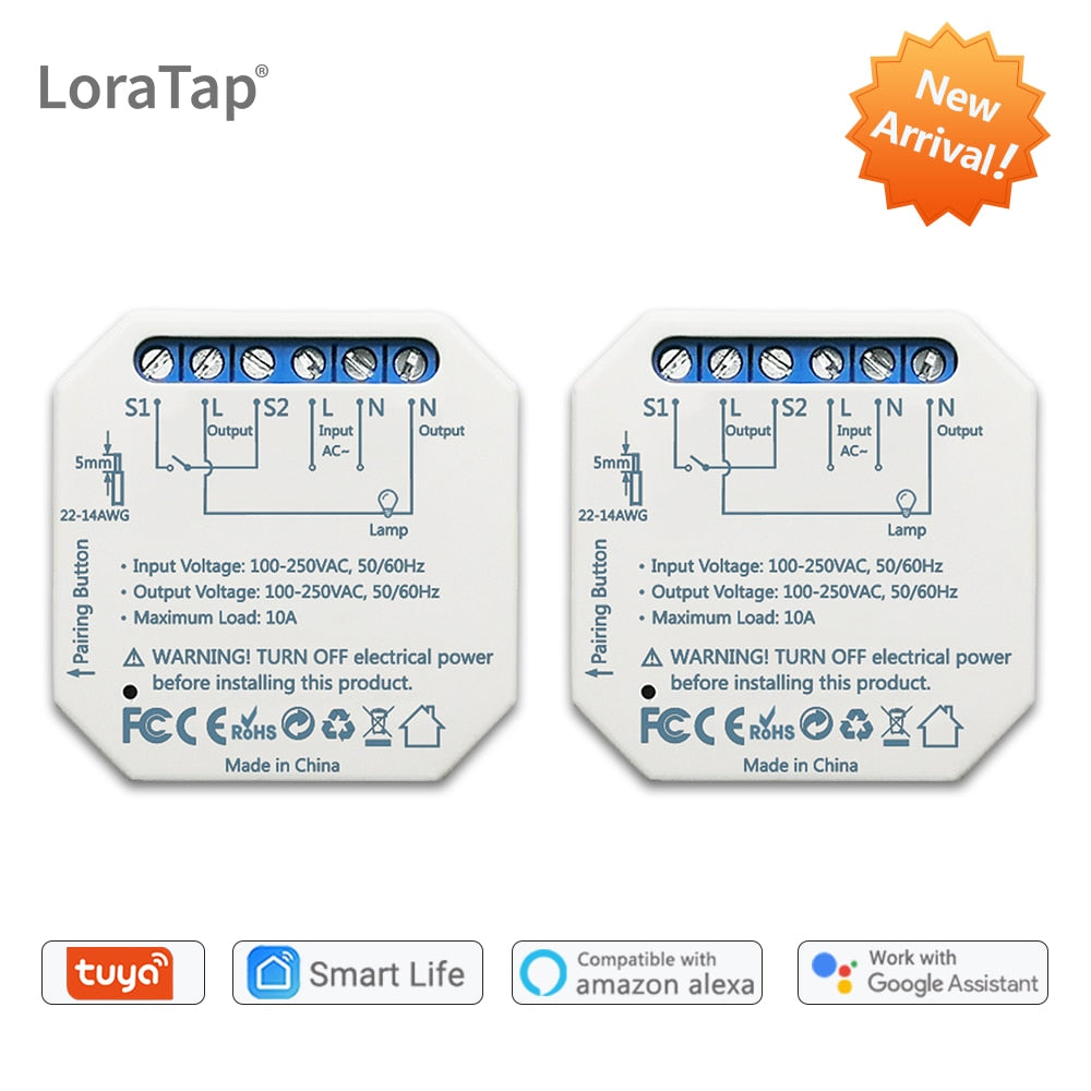 LoraTap Tuya Smart Life Wifi Switch Relay Breaker Module Automation Lighting Google Home Alexa Echo Remote Control App Timer 10A.