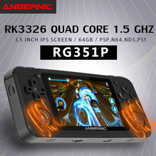 RG351P ANBERNIC Retro Game PS1 RK3326 64G Open Source System 3.5 inch IPS Screen Portable Handheld Game Console RG351gift 2400.