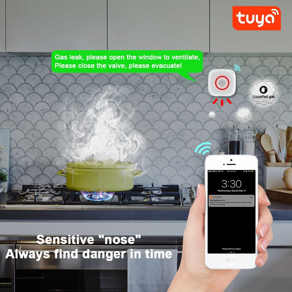 Tuya WiFi GAS LPG Leak detector alarm Security APP Control Safety smart home Leakage sensor