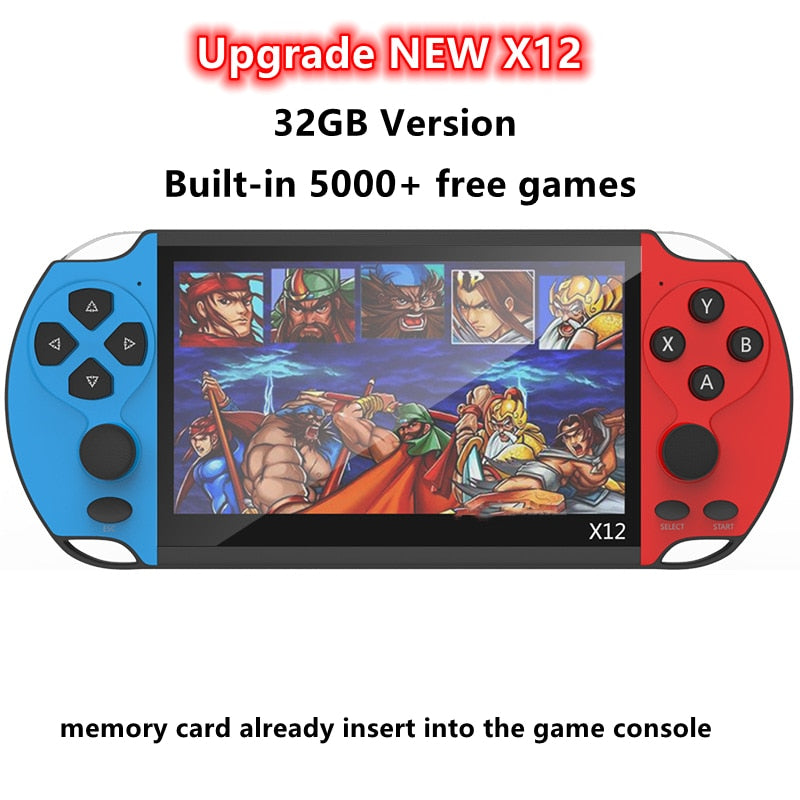 X12 Gaming 5.1 inch Handheld Portable Game Console 8GB preinstalled 2000 free games support TV Out video game machine boy player.