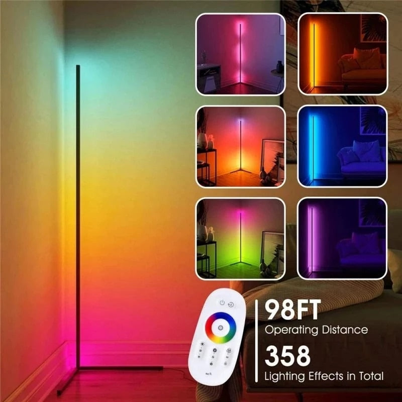 Nordic LED Decoration RGB Floor Lamp Remote Control Bedroom Atmosphere Lamp Bedroom Living Room Colorful Light Standing Lighting.