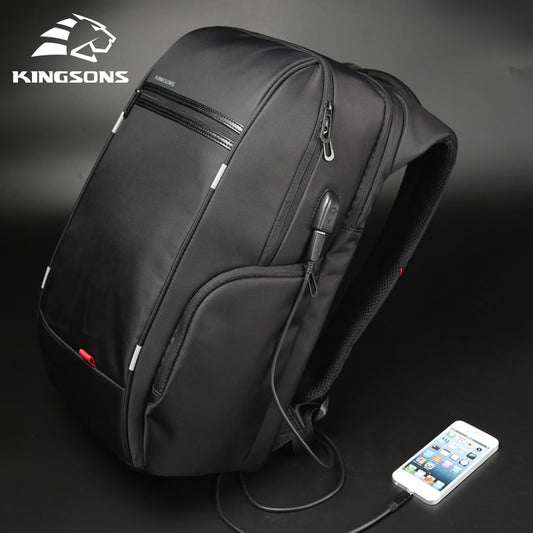 Kingsons 15"17"  Laptop Backpack External USB Charge Computer Backpacks Anti-theft Waterproof Bags for Men Women.