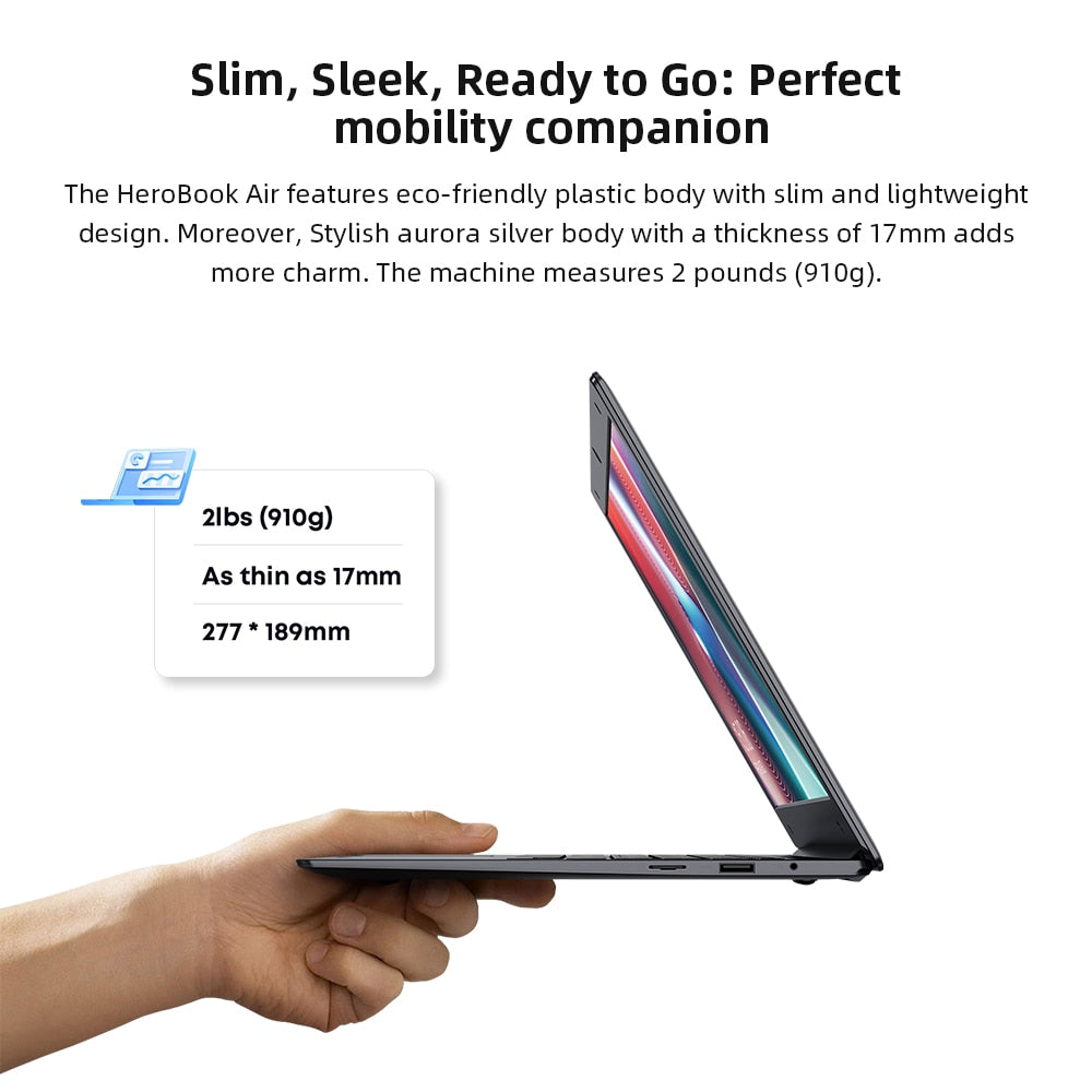 CHUWI HeroBook Air 11.6" HD Display Intel Celeron N4020 Dual Core LPDDR4 4GB 128GB SSD Windows 10 Laptop with Full Size Keyboard