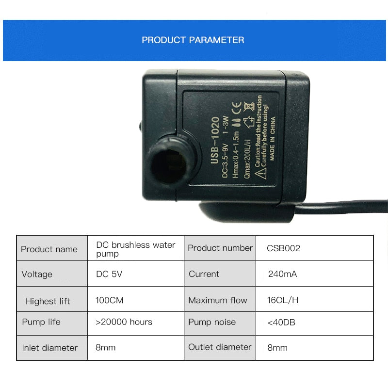 Pump for Cat Water Dispenser Drinking Fountain Pet Supplies Replacement Accessories DC 5V USB 40dB for Petkit Xiaomi HomeRun