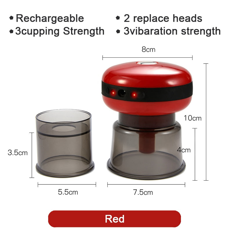Smart Vacuum Suction Cup Cupping Therapy Massage Jars Anti-Cellulite Massager Body Cups Rechargeable Fat Burning Slimming Device.