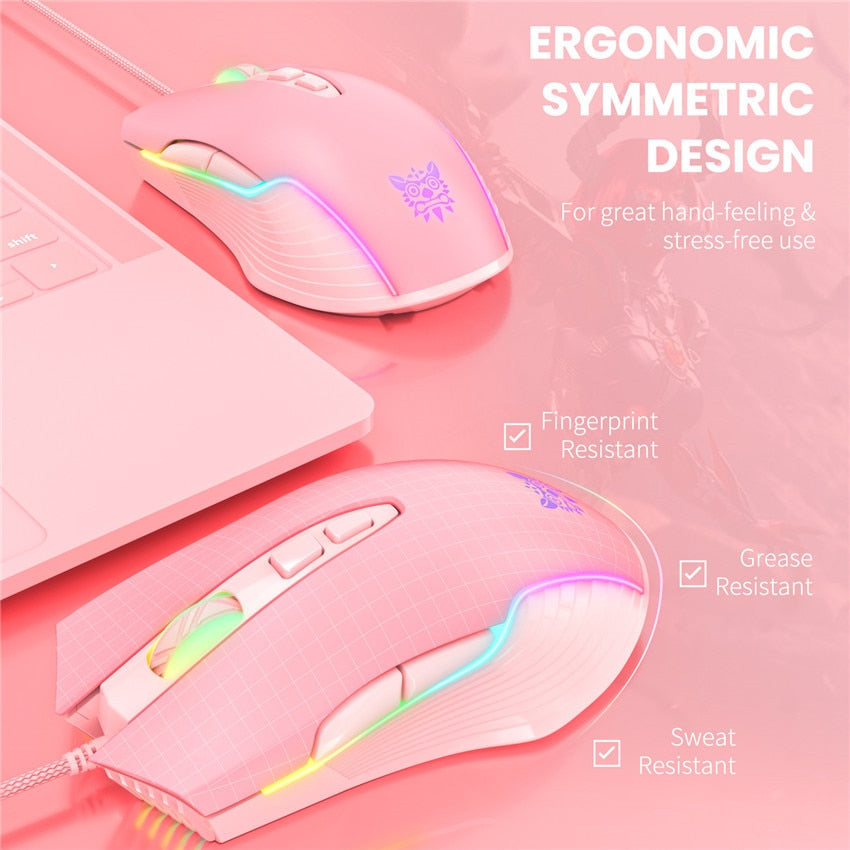 ONIKUMA CW905 6400 DPI Wired Gaming Mouse USB Game Mice 7 Buttons Design Breathing LED Colors for Laptop PC Gamer.