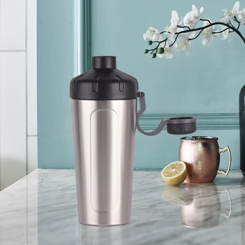 1000ML Big Volume Portable Stainless Steel Shaker With Shake Ball GYM Nutrition Protein Powder Water Bottles