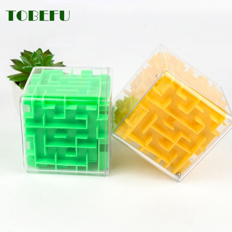 TOBEFU 3D Maze Magic Cube Transparent Six-sided Puzzle Speed Cube Rolling Ball Game Cubos Maze Toys for Children Educational.