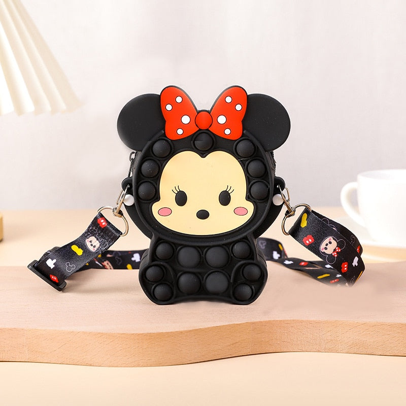 Disney Minnie Mouse Cute Kawaii Wallet Fidget Toy Push Bubble Antistress Anime Coin Purse Kid Girl Bag Children Birthday Present.