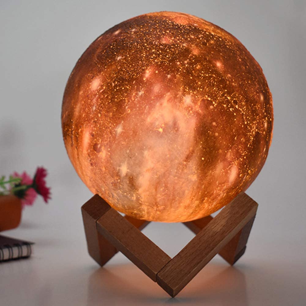 ZK20 3D Printing Moon Lamp Galaxy Moon Light Kids Night Light 16 Color Change Touch and Remote Control Galaxy Light as Gifts.