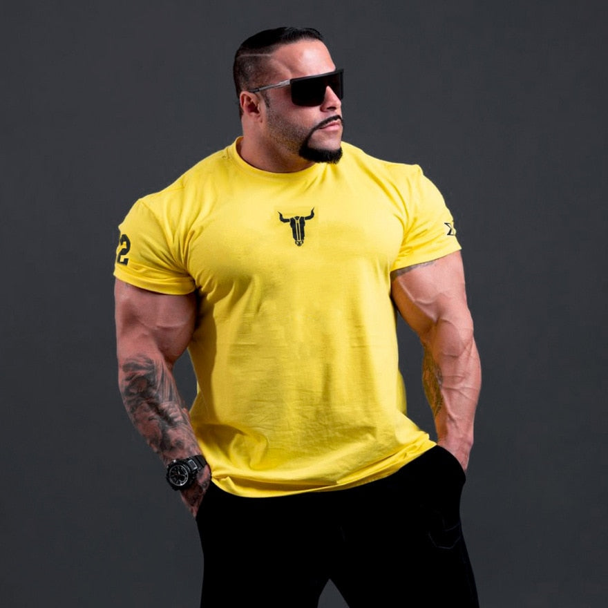Men Summer New Tight Short sleeve T shirt Casual Cotton Streetwear Gyms Fitness T-shirts Homme Workout Tops Tees