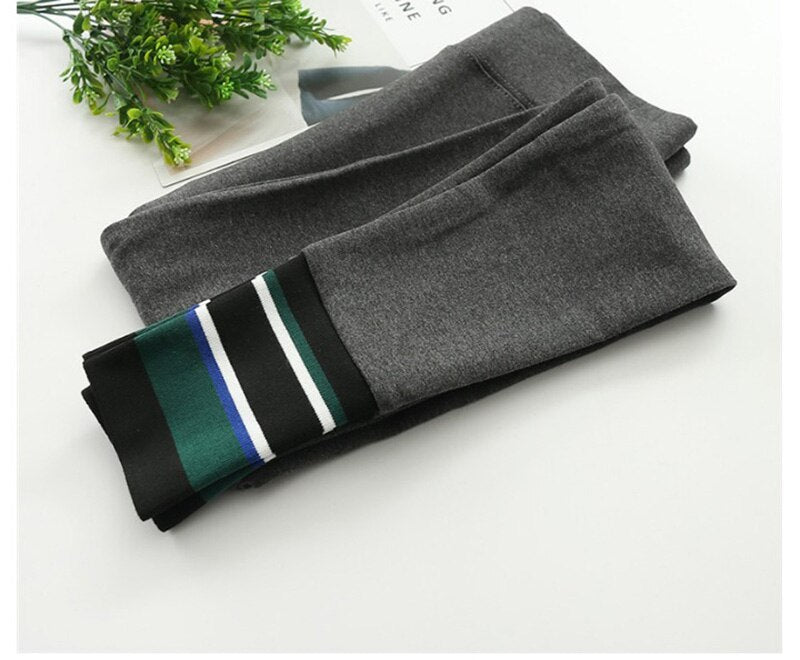 Autumn Harajuku Stripes Stitching Stretch Leggings fitness Feminina Winter Elasticity Fitness Legging Stretchy Trousers