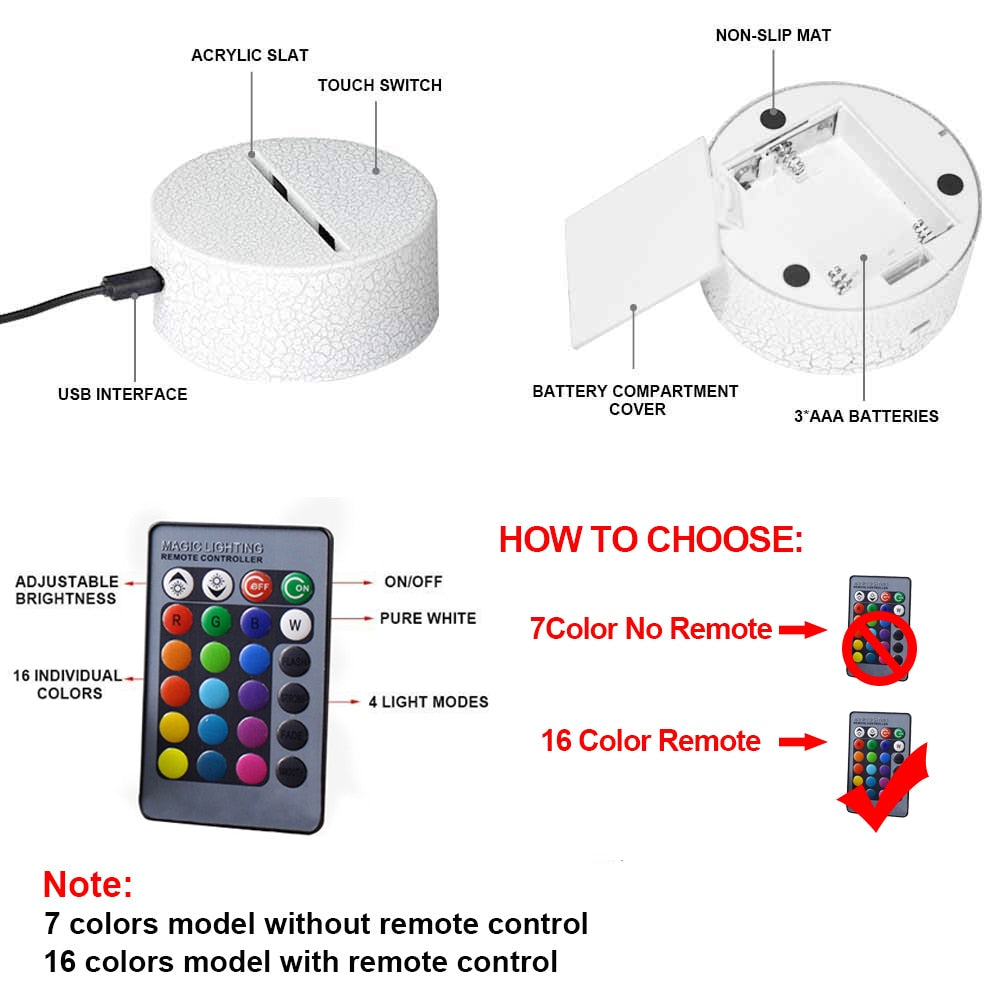 3D LED Night Light Lamp Dinosaur Series 16Color 3D Night light Remote Control Table Lamps Toys Gift For kid Home Decoration D23.