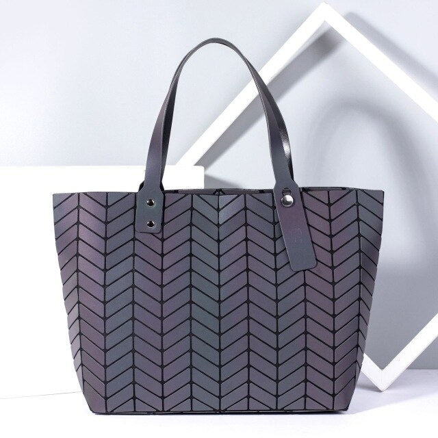Women's large-capacity holographic laser handbag irregular geometric luminous girl shoulder bag laptop office big bag