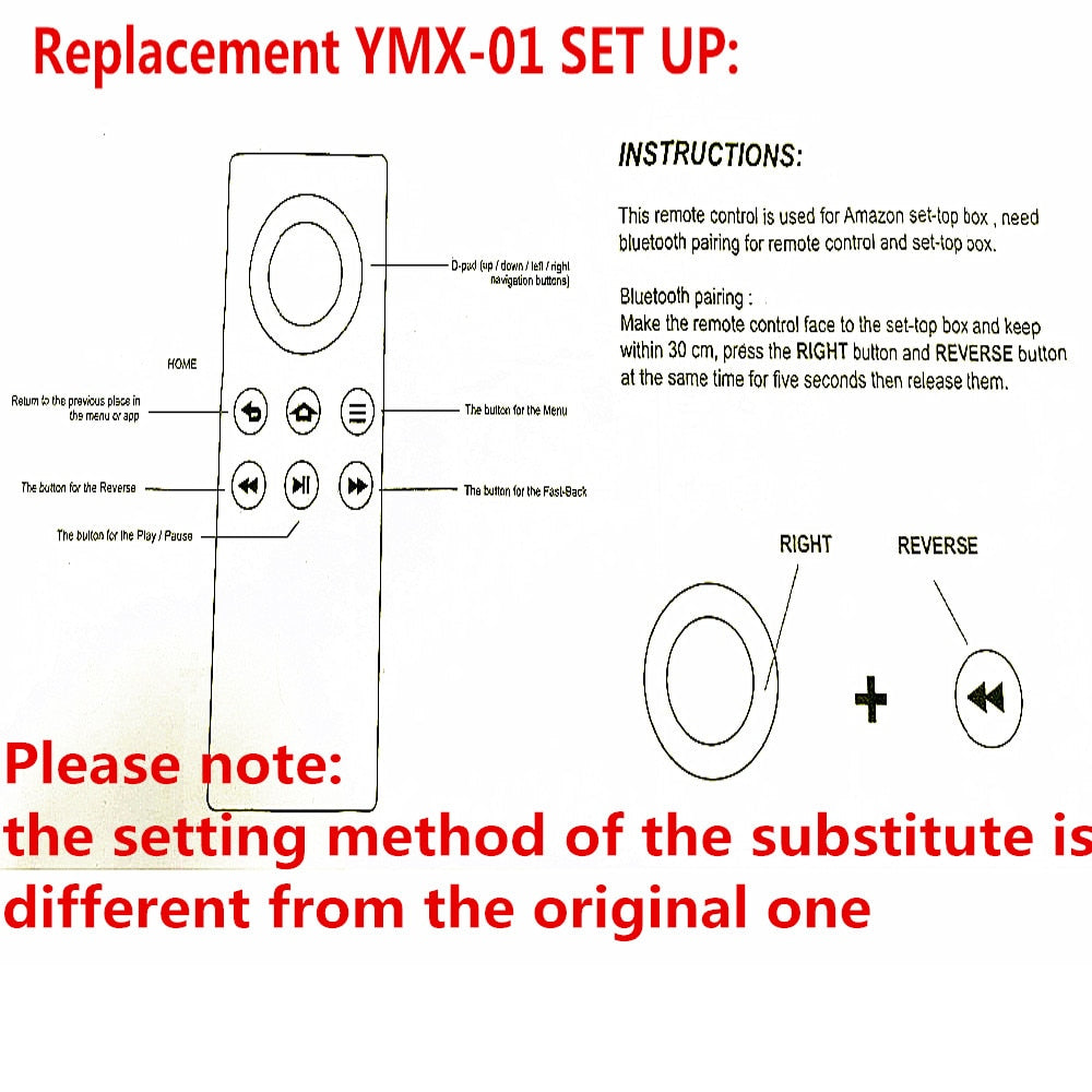 NEW CV98LM Replacement YMX-01 for Amazon Fire TV Stick BOX Remote Control Clicker Bluetooth Player Fernbedienung.
