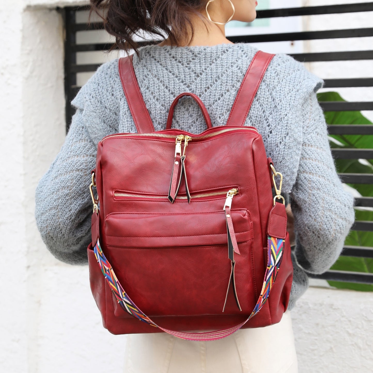 Retro Large capacity Backpack Women PU Leather Rucksack Women's Knapsack Travel Backpacks Shoulder School Bags Mochila Back Pack