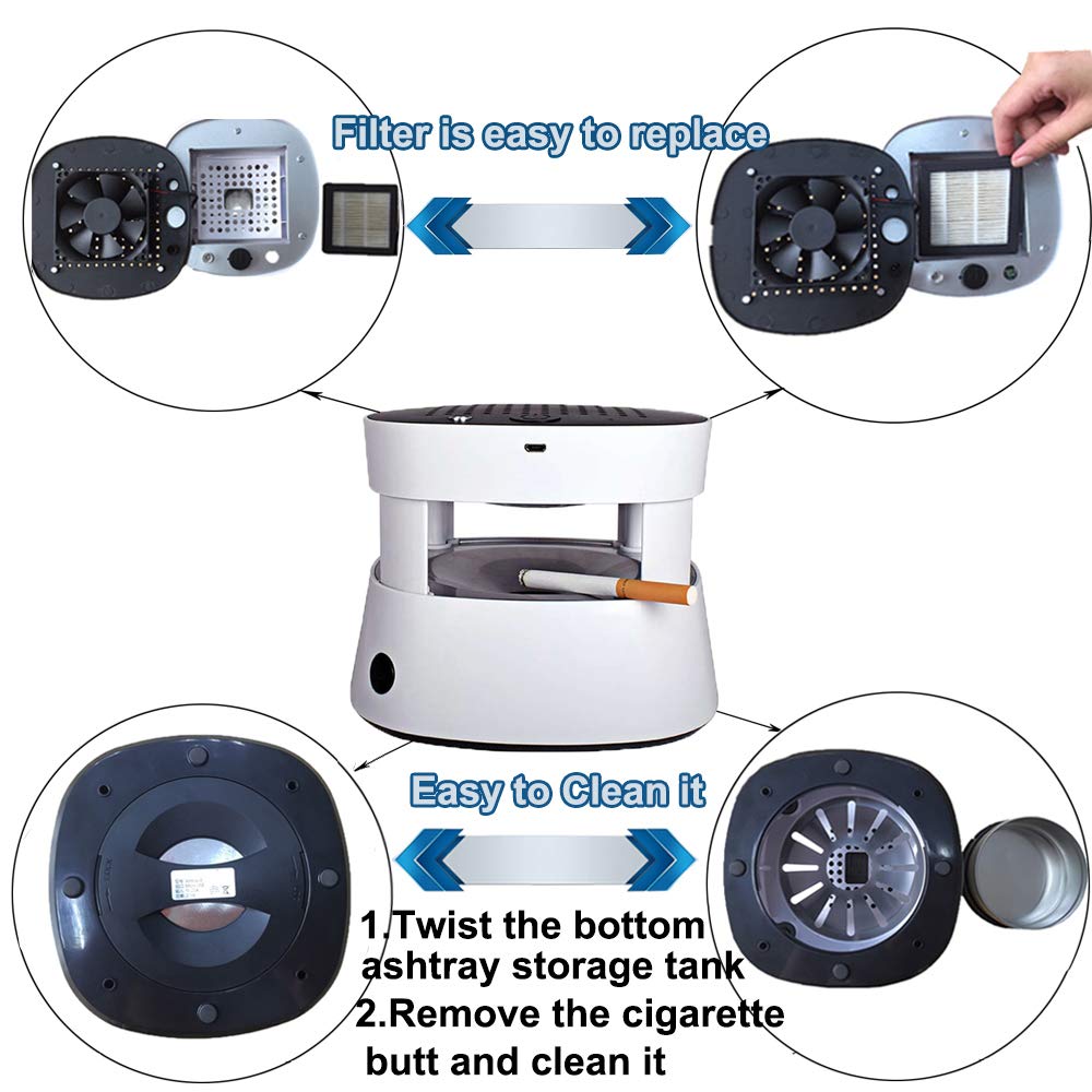 Multifunctional Air Purifier Ashtray Smokeless Filter with Activated Carbon Remove Formaldehyde Deodorant USB Rechargeable