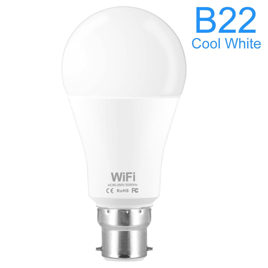 15W Smart WiFi Light Bulb E27 B22 Dimmable LED Lamp APP Smart Wake up Night Light Compatible with Amazon Alexa Google Home.