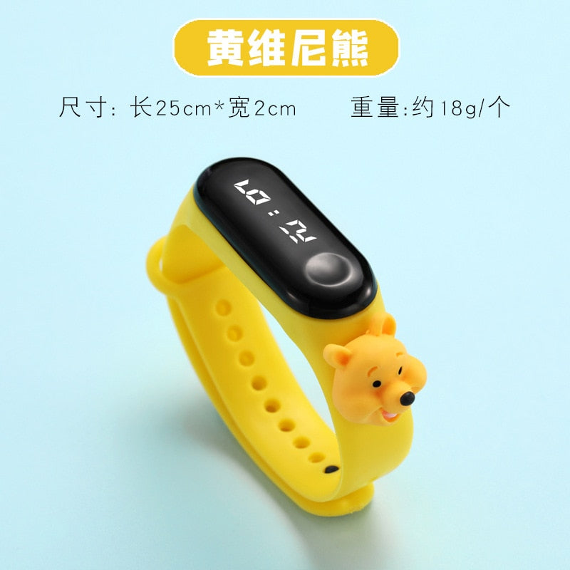 Disney Mickey Minnie LED Touch Watch Pooh Bear Bracelet Watch Student Children Sports Cartoon Electronic Watch Birthday Gifts.