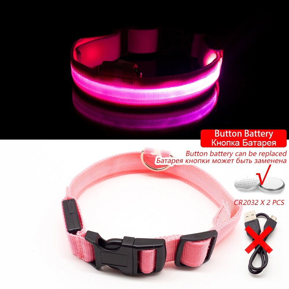 USB Charging/Battery replacement Led Dog Collar Anti-Lost Collar For Dogs Puppies Dog Collars Leads LED Supplies Pet Products.