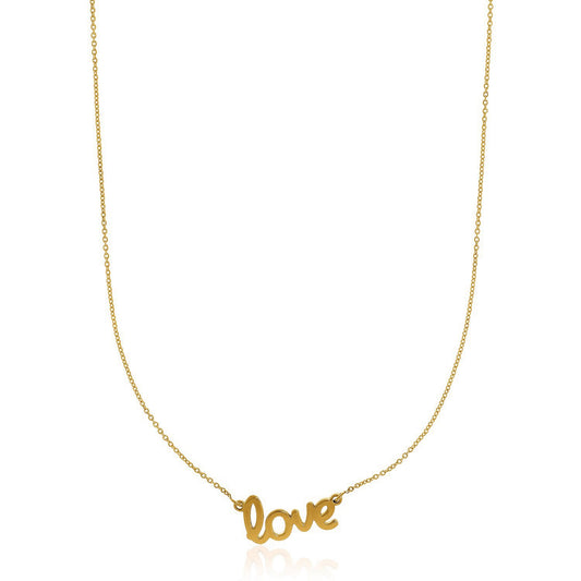 14k Yellow Gold Script LOVE Necklace