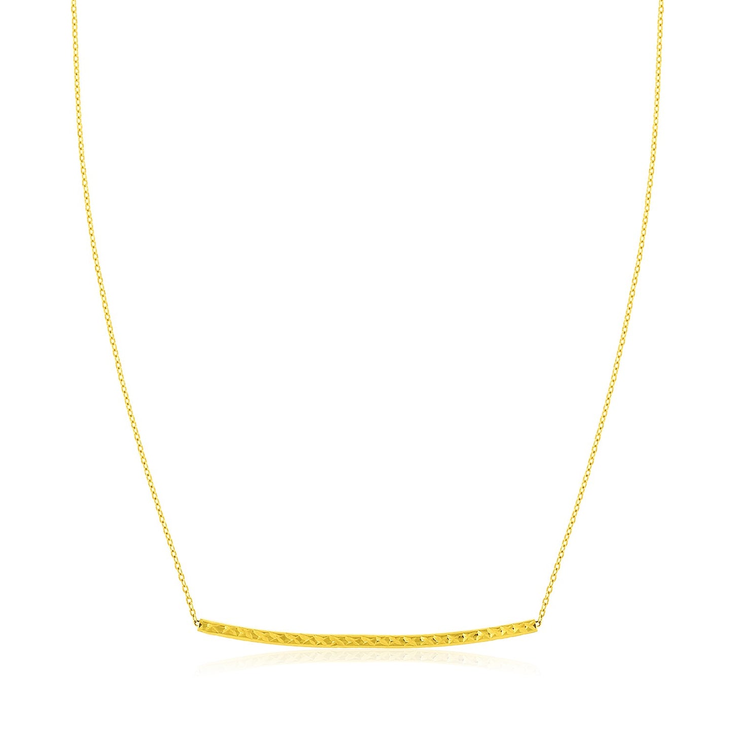 14k Yellow Gold Thin Textured Bar Necklace