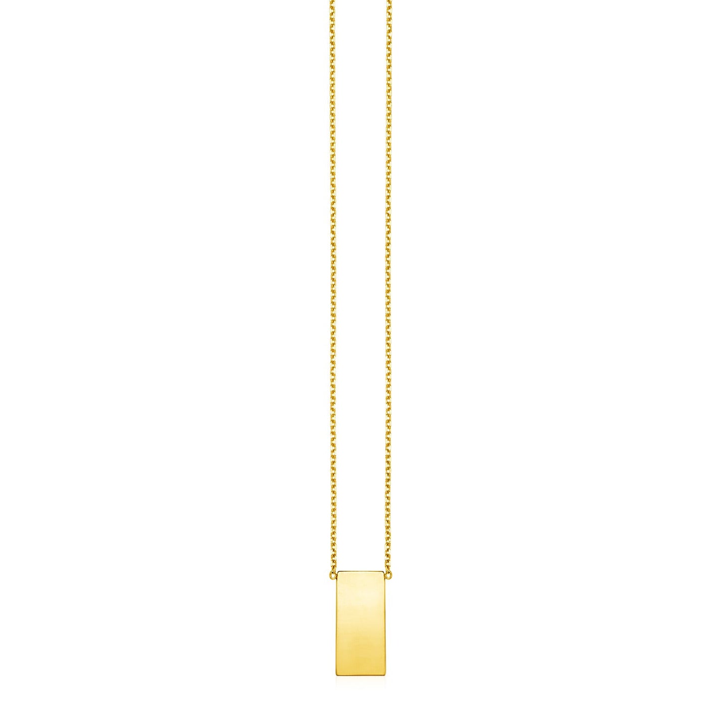 14k Yellow Gold Necklace with Polished Bar Pendant