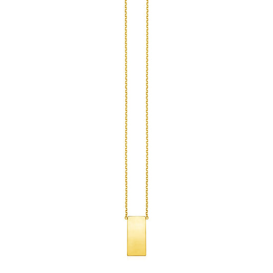 14k Yellow Gold Necklace with Polished Bar Pendant