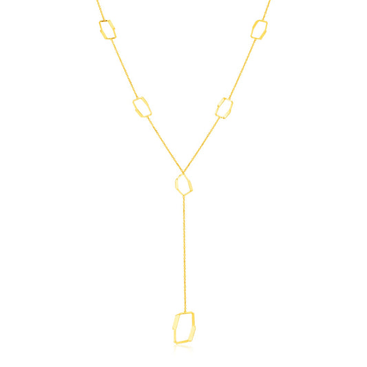 14K Yellow Gold Necklace with Abstract Honeycomb Stations