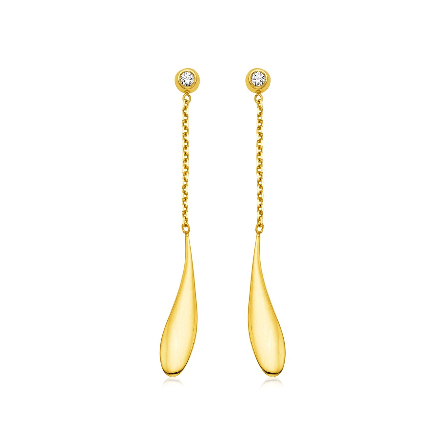 14k Yellow Gold Teardrop Earrings with Diamonds