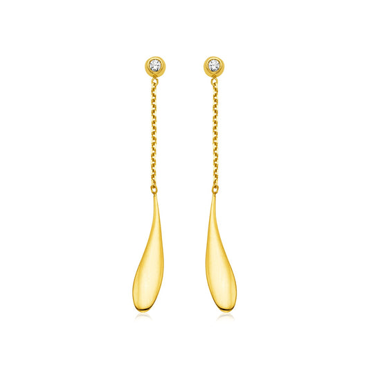 14k Yellow Gold Teardrop Earrings with Diamonds