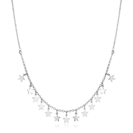 Sterling Silver Necklace with Polished Stars