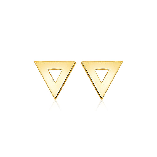 14k Yellow Gold Polished Open Triangle Post Earrings
