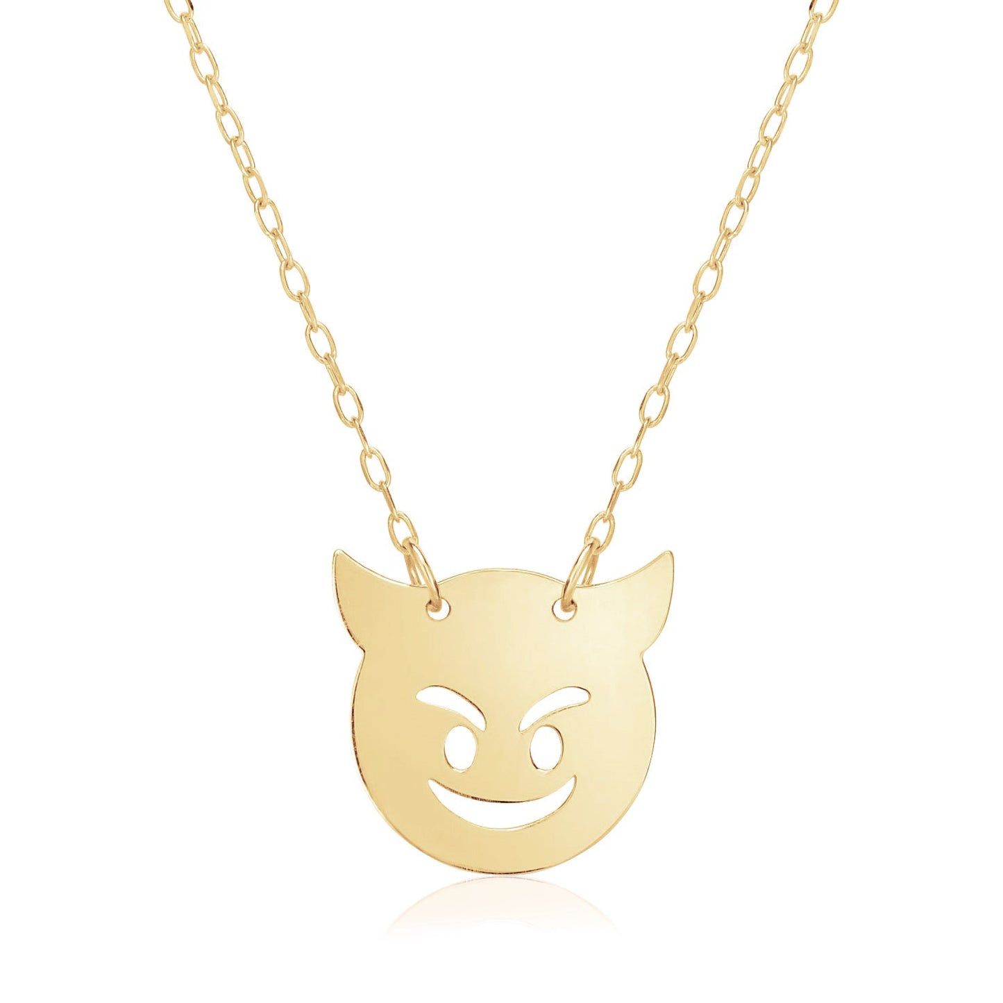 14k Yellow Gold Necklace with Devil Emoji Symbol