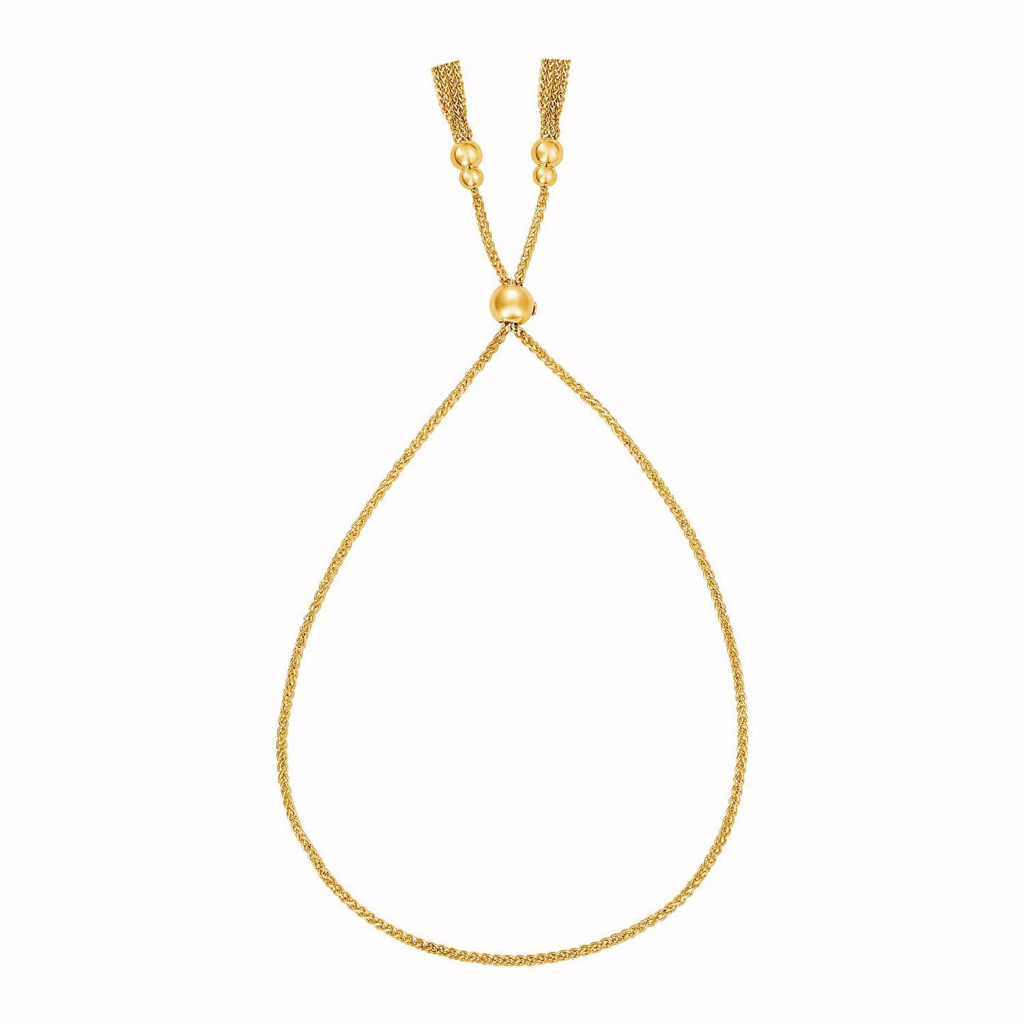 Adjustable Bracelet with Chain Tassels in 14k Yellow Gold