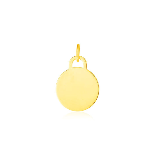 14K Yellow Gold Circle Tag Pendant