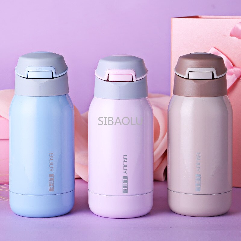 Insulation Cup with Straws Adult Men Women and Children Water Bottle Student Korean Version of Small Capacity Car Water Bottle
