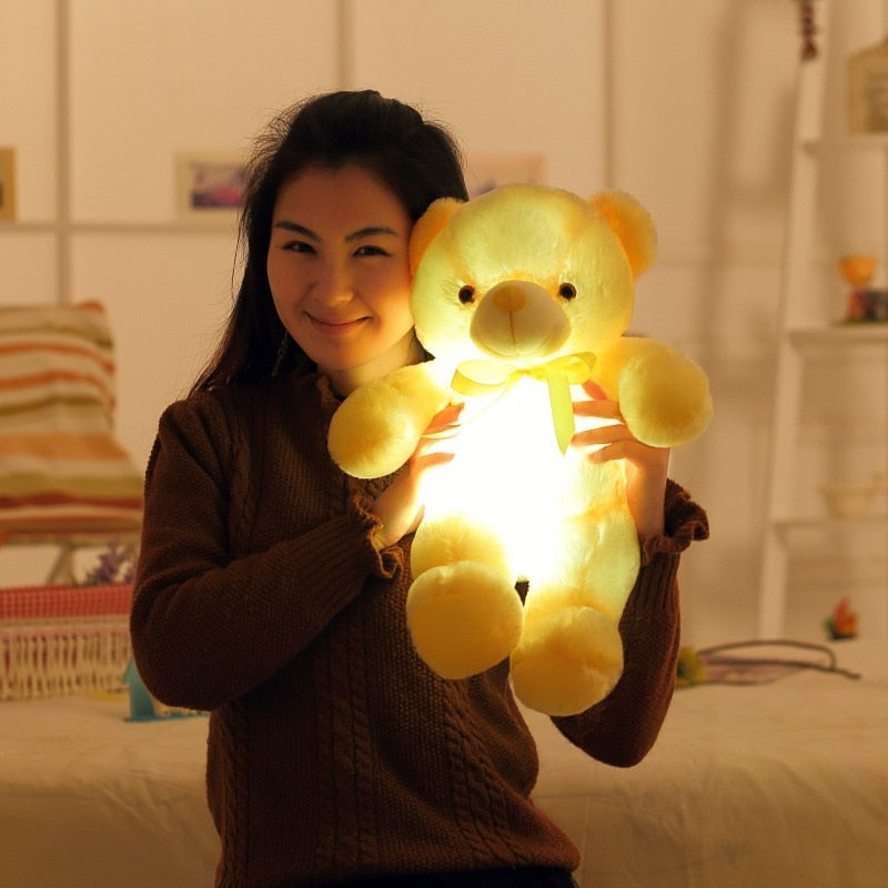 30CM Luminous Plush Toys Light Up LED Colorful Glowing Teddy Bear Stuffed Animal Doll Kids Christmas Gift For Children Girls.