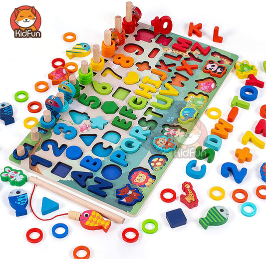 Montessori Toys Educational Wooden Toys for Kids Babies Montessori Toys Board Math Fishing Game Montessori Toys for 1 2 3 Years