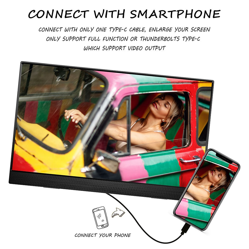 15.6inch Portable Monitor Touchscreen 1080P HDR IPS Panel Game Monitor USBC HDMI-compatibe for Smartphone Laptop Switch PS4 XBOX