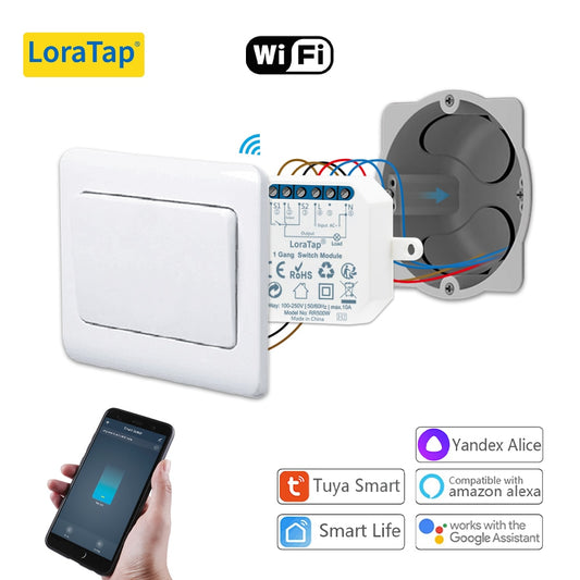 LoraTap Tuya Smart Life Wifi Switch Relay Breaker Module Automation Lighting Google Home Alexa Echo Remote Control App Timer 10A.