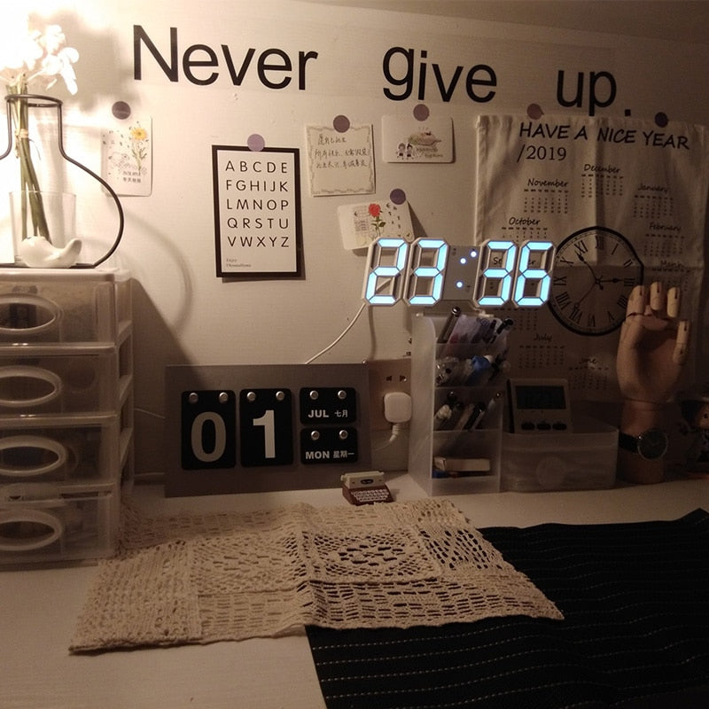 Nordic Digital Alarm Clocks Wall Clocks Hanging Watch Snooze Table Clocks Calendar Thermometer Electronic Clock Digital Clocks.