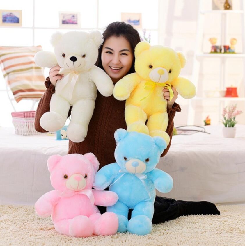 30CM Luminous Plush Toys Light Up LED Colorful Glowing Teddy Bear Stuffed Animal Doll Kids Christmas Gift For Children Girls.