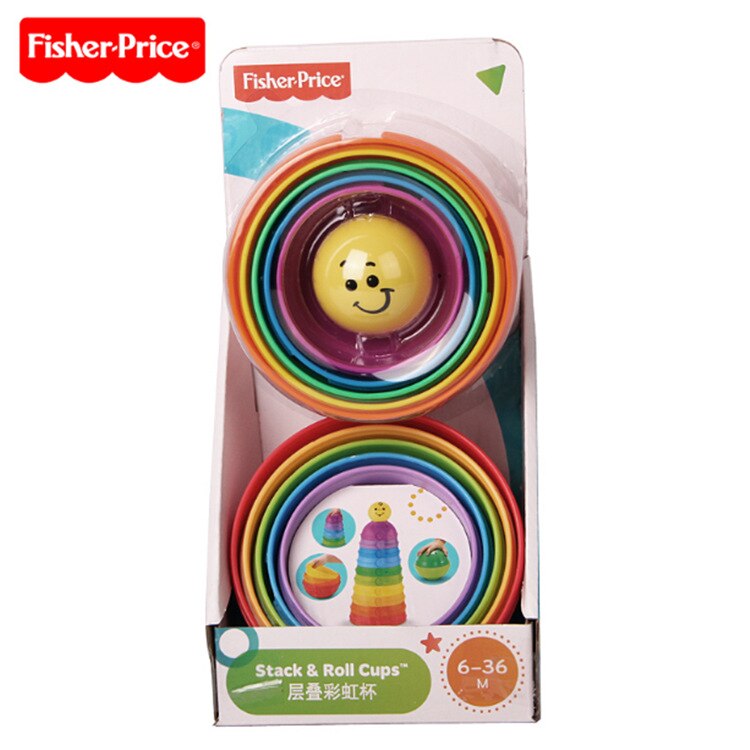 Original Fisher-price Stack-n-Roll Cups Toddler Stacking Toy Layered Bowl Building Baby Toys for Children Develops Kid Education